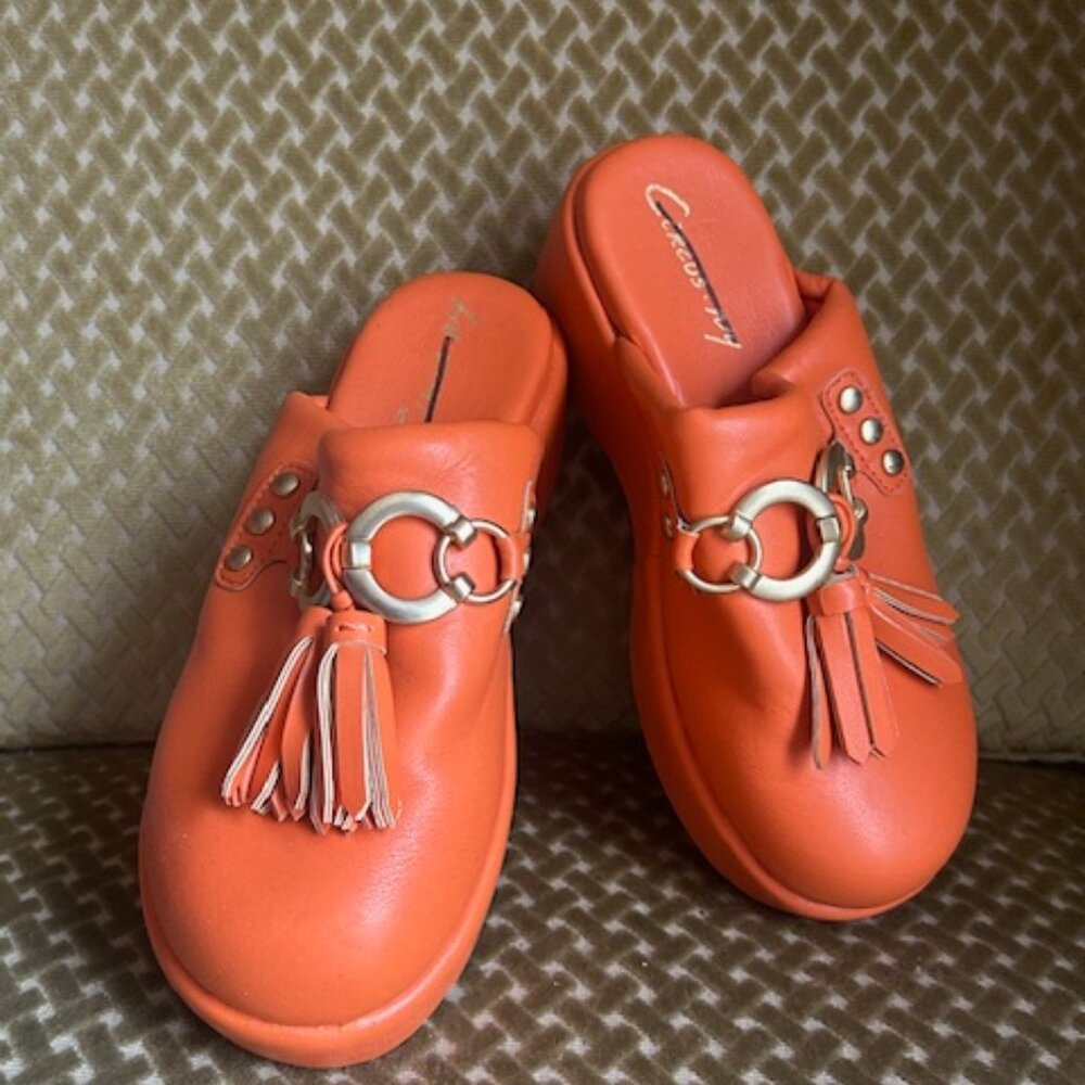 Circus NY Circus by Sam Edelman Women's Jinger Bright Orange Tasseled Clogs